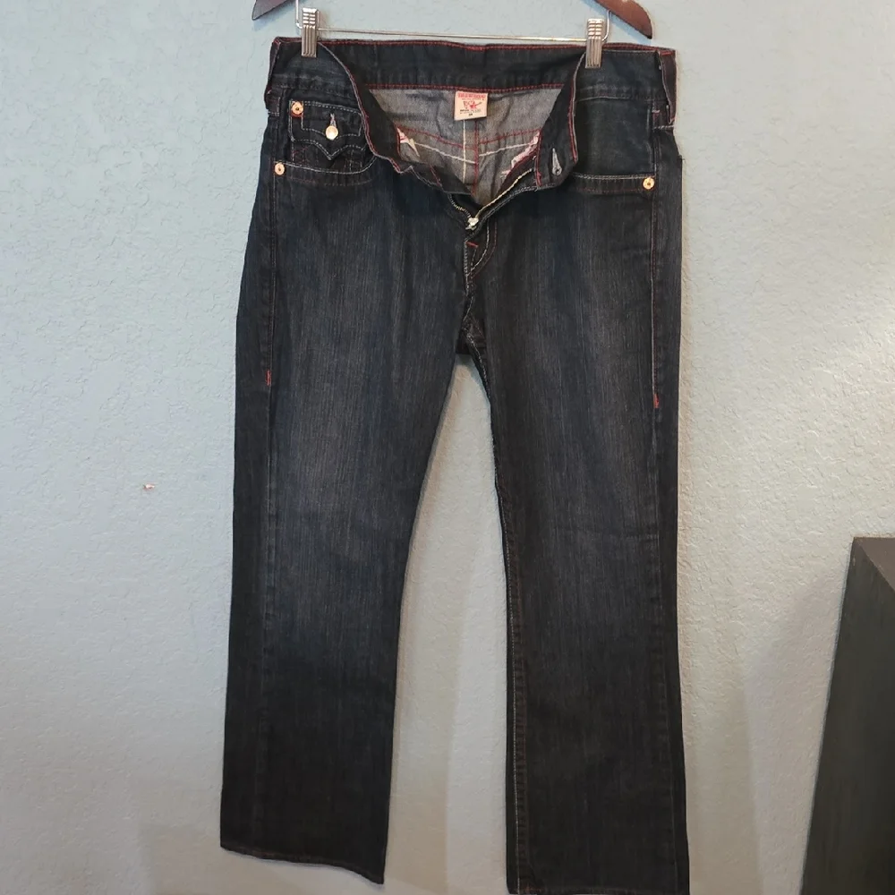 True Religion Dark Blue Jeans with Red Stitching